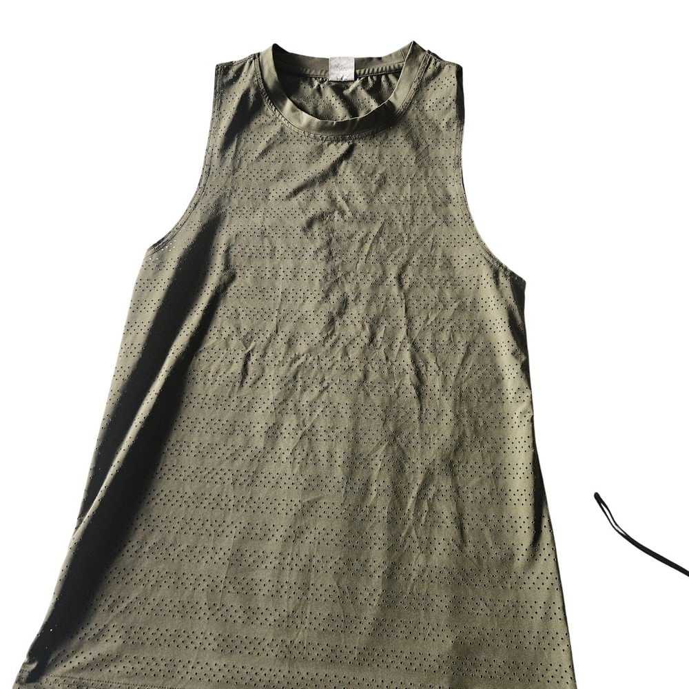 Zyia Active Tank Top Womens M Green Mesh Crew Neck Sleeveless Athletic Sport